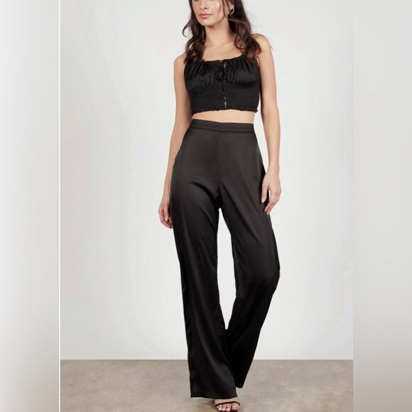 Elena by Tanner Black Matte Satin Straight Leg Pants Trousers Women’s Size 12 - Picture 13 of 13